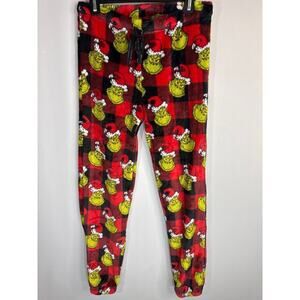 Dr. Seuss The Grinch Santa Claus Plaid Loungewear Pajama Pants Womens Medium NWT